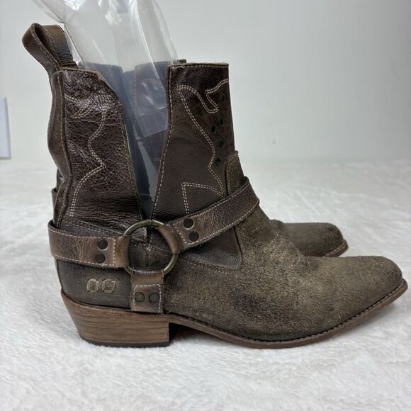 Bed Stu Women's 9.5 Canada Taupe Western Ankle Leather Boot Cobbler Distressed - Picture 2 of 15